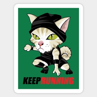 Happy Cat Keep Running Sticker